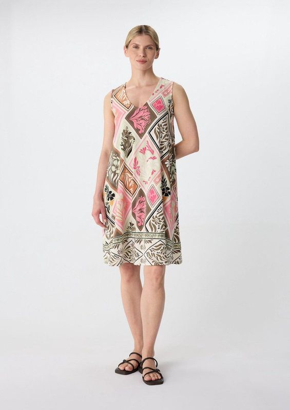 comma - A-lijn Jurk - Mini - V-halslijn - Mouwloos - All-over Print