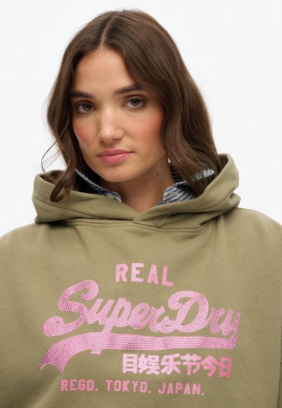 Superdry - Vintage Logo Rhinestone Hoodie - Relaxte Pasvorm