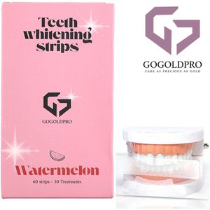 GoGoldPro PAP+ Tanden bleek Strips - 60 Strips voor Stralend Witte Tanden - Wittere Tanden Zonder Peroxide - 100% Veilig en Natuurlijk! - Teeth Whitening Strips - 7 Verschillende Smaken - Watermeloen