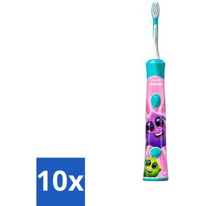 10 x Philips Sonicare - Elektrische Tandenborstel - For Kids - Blauw - Inclusief Extra Opzetborstel - HX6322/04 - Elektrische Tandenborstel Voor Kinderen - Kinderpoetsen - Speelse Tandenborstel - Interaktieve App - Beloningssysteem
