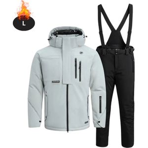 Livano Skipak - SkiBroek - Skijas - Ski Suit - Wintersport - Heren - 2-Delig - Lichtgrijs - Maat S