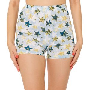 Merry Style Dames Leggings - Sport - Vrijetijdsbroek - Korte - Katoen - Wit/blauw gouden sterren - XS - MS-MS10-407-LE
