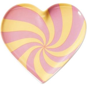 Sieraden organizer bordje - Jewelry Organizer - Hartje, roze geel - Keramiek - Decoratie bord - Damesdingetjes