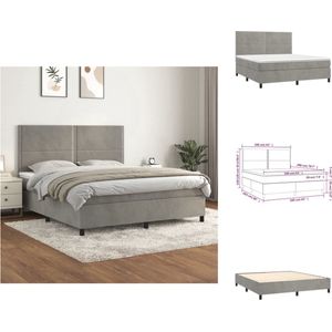 vidaXL Boxspringbed - Comfort - Bed - 160 x 200 x 118/128 cm - Lichtgrijs - Bed