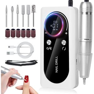 Elektrische Nagelvijl - Nagelfrees 45000 RPM - Draadloos en Oplaadbaar - Pen Wireless - Nagelstofkap - Manicure en Pedicure Set - Ergonomische Aluminium Behuizing - Eeltverwijderaar