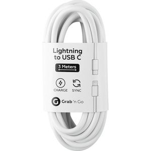 Grab n Go USB-C naar Apple Lightning Kabel 3 Meter - Wit