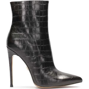 Elegant high stiletto boots with crocodile pattern