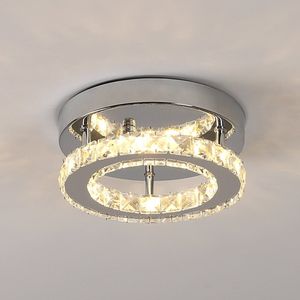 Delaveek-Ronde Moderne LED Kristallen Plafondlamp-12W 1350LM -3000K Warm-Zilver-Roestvrij Staal