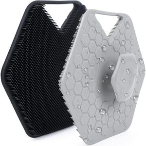 2-delige doucheborstels - Zachte siliconen exfoliator - Siliconen doucheborstel - Lichaamsborstel Douche - Gemakkelijk schoon te maken en exfoliërende doucheborstel met ophanggaten voor vette, droge, normale en gevoelige huidtypes