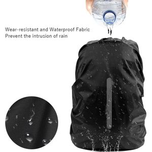 2 stuks waterdichte regenhoezen, met reflecterende strepen, verstelbare gesp, voor rugzak, schooltas, wandelen, klimmen, fietsen, XS, 10 - 17 l, zwart