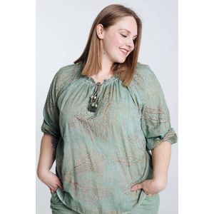 Paprika Blouse met gouden grafische print en pompons