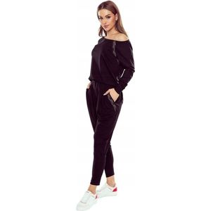 Eldar Felicity - Stijlvol viscose trainingspak met elegante gouden accenten - gemaakt in Europa - hoogwaardig huispak - Lange Mouw Broek - zwart XS/S