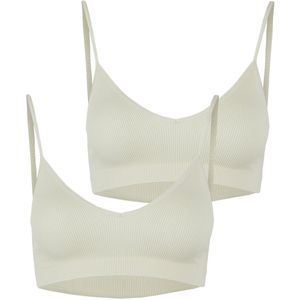 Pieces Symmi Rib Sportbeha 2 Eenheden Wit L-XL Vrouw