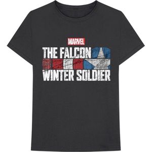 Marvel The Falcon And The Winter Soldier - Text Logo Heren T-shirt - XL - Zwart