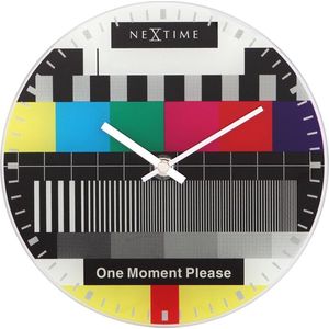 Wandklok NeXtime dia. 20 cm, glas, multi-color, 'Little Testpage'