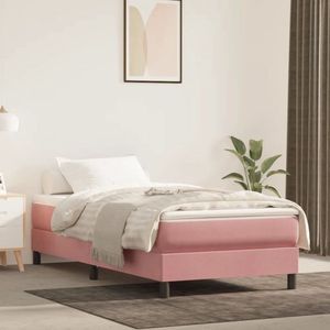 The Living Store Boxspring Frame - Roze - 203 x 100 x 25 cm - Fluwelen Stof - Multiplex Lattenbodem