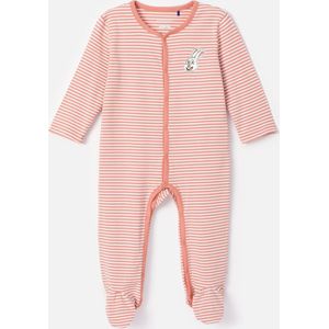 Woody kruippakje baby unisex - zachtroze gestreept - haas - 232-10-RBZ-Z/919 - maat 62