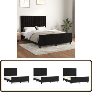 vidaXL Bedframe - 140x190 cm - Fluweel Zwart Bed Frame - Boxspring - Tweepersoonsbed - Velvet Bed - Zitzakken