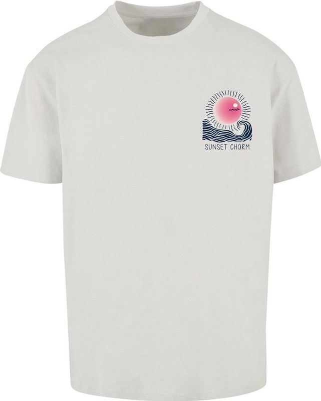 Merchcode Shirt 'Sunset Charm'  navy / lichtgrijs / pink