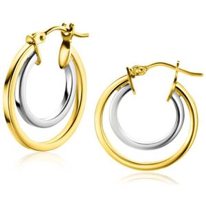 Zinzi Gold 14 krt gouden bicolor oorringen 18mm ZGO335