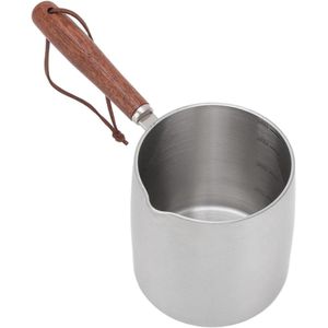 450ML Roestvrijstalen Mini Boterwarmer met Houten Handvat