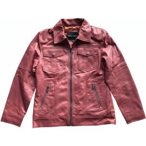 Dera Dore - Dames/Vrouwen Leren Jas - Echt en Origineel Schapenleer - Luxe en stijlvol gevoel - Roze - L