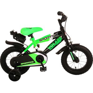 Volare Sportivo Kinderfiets - Jongens - 12 inch - Neon Groen/Zwart - 95% afgemonteerd