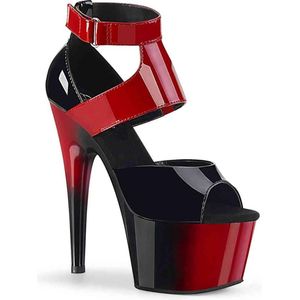 Pleaser - ADORE-700-16 Sandaal met enkelband, Paaldans schoenen - Paaldans schoenen - 36 Shoes - Zwart/Rood