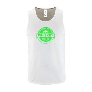 Witte Tanktop sportshirt met ""Member of the Whiskey club"" Print Neon Groen Size S