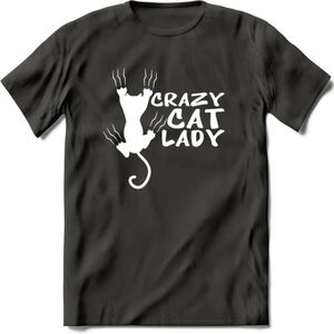 Crazy Cat Lady - Katten T-Shirt Kleding Cadeau | Dames - Heren - Unisex | Kat / Dieren shirt | Grappig Verjaardag kado | Tshirt Met Print | - Donker Grijs - XL