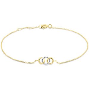 New Bling - 9NBG-0822 - gouden armband 3 circkels - witgoud, geelgoud en roségoud - 14 karaat - 16+1+1cm