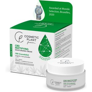 Cosmetic Plant CBD Mattifying Moisturizer Cream with CBD (cannabidiol) & Organic Rice Powder 50ml, SILVER AWARD at World Quality Selections 2020 Brussels