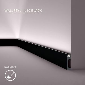 Plint NMC IL10 BLACK WALLSTYL Noel Marquet Sierlijst Lijstwerk Indirecte verlichting modern design zwart 2 m