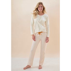 Little Label - kate dames pyjama-set - wit bloemetjes verticaal - XS/ 34 - extra zachte bio-katoen