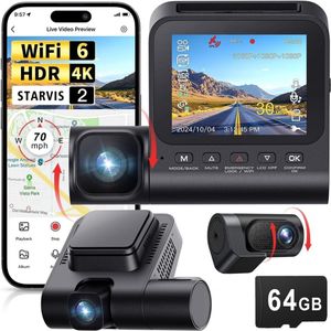 Dashcam voor auto voor en achter – Dual dashcam – Voor- en achtercamera – Autocamera – Full HD dashcam – Dashcam met nachtzicht – Dashcam met bewegingssensor – Groothoeklens – Parkeermodus – Loop recording – Dashcam met SD-kaart