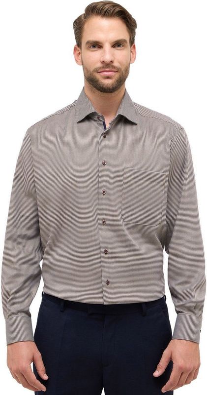 ETERNA - Zakelijk Overhemd - Taupe - Comfort Fit - Lange Mouw