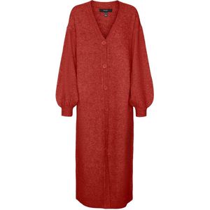 Vero Moda Philine Ls Lo,g Button Cardigan Red Ochra ROOD