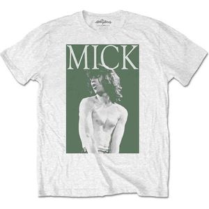 The Rolling Stones - Mick Photo Version 2 Heren T-shirt - S - Wit