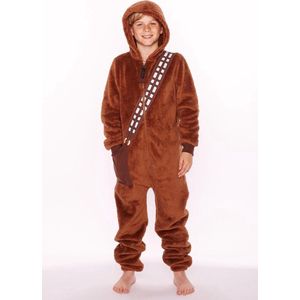 KIMU Onesie Pak Bruin Wars Teddyfleece - M-L - Kostuum Bruine Pyjama Verkleedpak Heren Chewie Star Festival