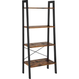 Boekenrek in vintage-stijl met vijf planken en een metalen frame 56 x 172 x 34 cm