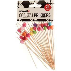 Cocktail prikker met hartje 24 stuks - cocktails - prikker - cocktailprikkers hout - cocktailprikkers herbruikbaar - Partyprikkers - feestprikkers - cup cake prikkers - flamingo prikkers