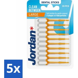 5 x Jordan Sticks Clean Between Large 40 stuks per verpakking - Mondhygiëne - Jordan Tandenstokers
