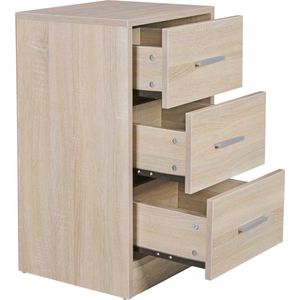 Dressoir met 3 Laden - Eigentijds Hout - Design Nachtkastje - Extra Hoog Nachtkastje - 37,5 x 68 x 35 cm