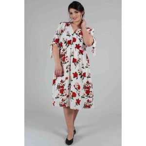 Voodoo Vixen - Curve Lorelei Floral Flare jurk - 3XL - Wit