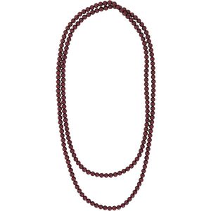 Behave - Glas Parel Ketting - Bordeaux Rood - 150 cm