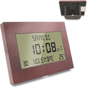 Digitale Wandklok met Grote Cijfers en Draadloze Functies – 8 Talen, Datum & Temperatuur