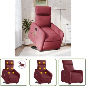 vidaXL Elektrische Stoel - Sta Op Massagestoel - Sta-op-massagestoel elektrisch verstelbaar stof wijnrood - Massagerugstoel - Fauteuil - Lounge Stoel