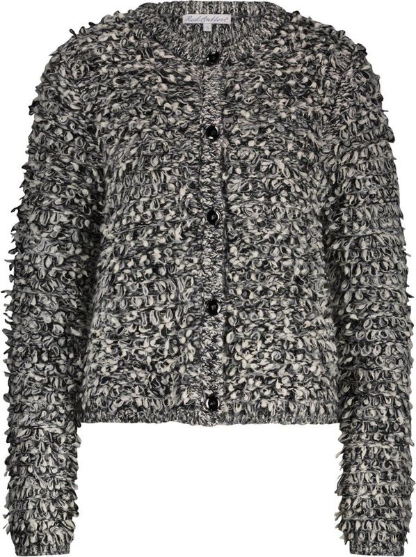 Red Button Vest Jacket Melange Loops Srb4633 Black/offwhite Dames Maat - S