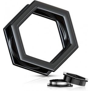 Screw-fit Tunnel - Zwart - Chirurgisch Staal - 14 mm