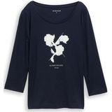 TOM TAILOR - Shirt - Donkerblauw/Wit - T-shirt
